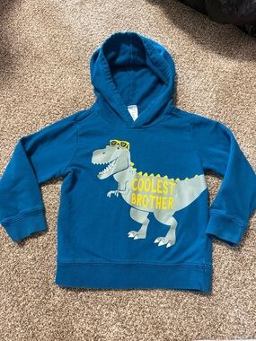 Carter's Teal Blue Dino Hoodie with Yellow Accents